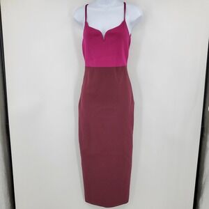 NWT Express Body Contour Colorblock Midi Dress Fuchsia S Clubwear Y2K Party Date